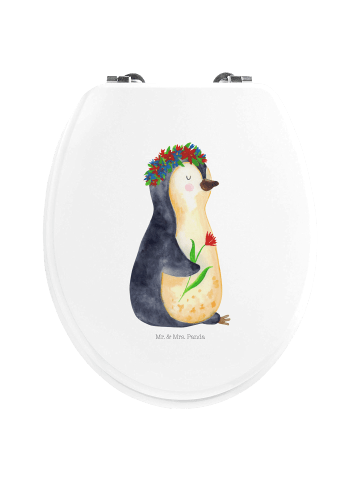 Mr. & Mrs. Panda Motiv WC Sitz Pinguin Blumen ohne Spruch in Weiß