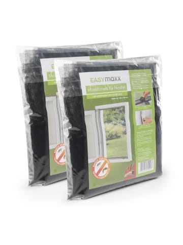 EASYmaxx EASYmaxx Fenster Moskitonetz mit Klettverschluss - 130x150cm - Schwarz - 2er-Set
