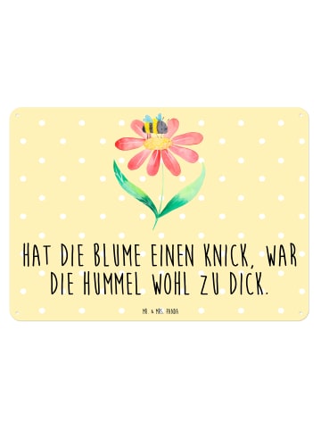 Mr. & Mrs. Panda Wandbild Hummel Blume mit Spruch in Gelb Pastell