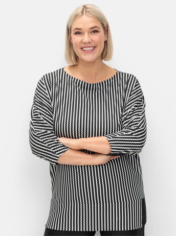 sheego 3/4-Arm-Shirt in schwarz-weiß