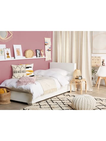 Beliani Boxspring Bett PRESIDENT in Weiß/Silber - (W) 99 x (H) 92 x (L) 211 cm