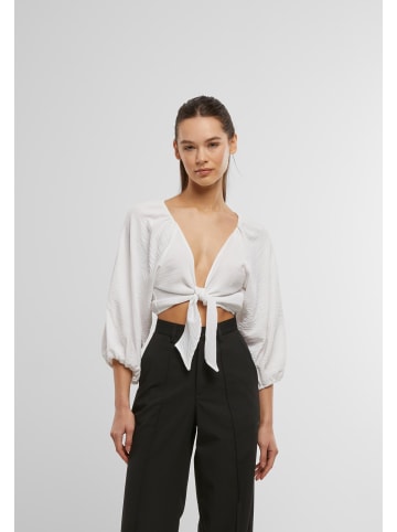 Urban Classics Urban Classics Ladies Structured Knotted Blouse in white