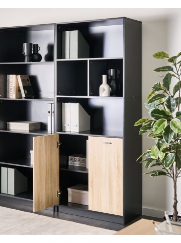 Beliani Bücherregal ZEHNA in Braun/Schwarz - (W) 80 x (H) 197 x (L) 40 cm