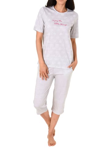 NORMANN Capri Pyjama kurzarm grafischen Designs - 44575 in grau