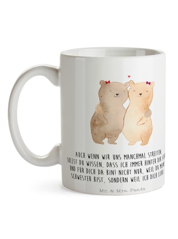 Mr. & Mrs. Panda Geschenktasse Bären Schwestern mit Spruch in Weiß
