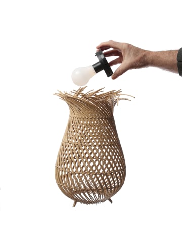 MARELIDA LED Solar Laterne Boho Tischleuchte in Korboptik Gartenleuchte H: 36cm
