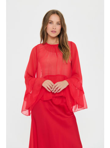 SAINT TROPEZ Langarm-Bluse MazelleSZ Lockere Passform in Chinese Red