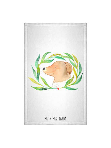Mr. & Mrs. Panda Handtuch Hund Blumen ohne Spruch in Weiß