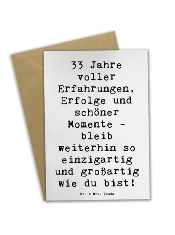 Mr. & Mrs. Panda Grußkarte Spruch 33. Geburtstag mit Spruch in Weiß