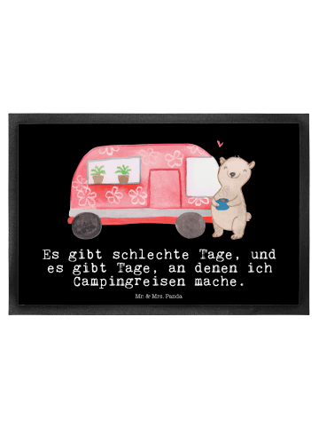 Mr. & Mrs. Panda Fußmatte Bär Camper mit Spruch in Schwarz