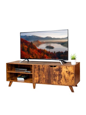 relaxdays TV-Lowboard in Braun - (B)140 x (H)50 x (T)40 cm