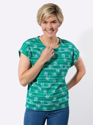 WITT WEIDEN Shirt in smaragd-weiß-bedruckt