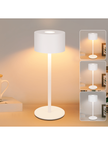 ZMH 2er-Set Tischleuchte LED in weiß rund Touch Dimmbar Tragbare Kabellos