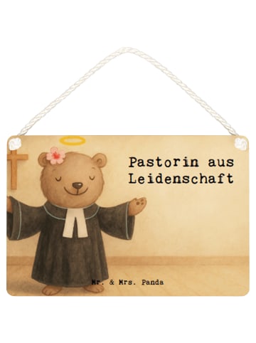 Mr. & Mrs. Panda Schild Pastorin Leidenschaft Design mit Spruch in Weiß