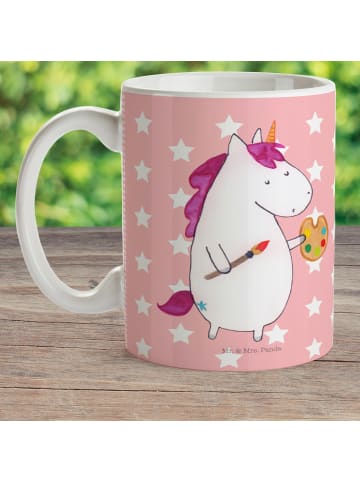 Mr. & Mrs. Panda Tasse Einhorn Künstler ohne Spruch in Rot Pastell