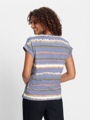 WITT WEIDEN Shirt in taubenblau-ecru-bedruckt