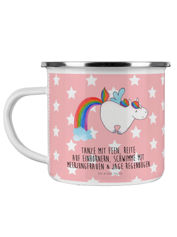 Mr. & Mrs. Panda Teetasse Einhorn Fliegendes Pferd mit Spruch in Rot Pastell