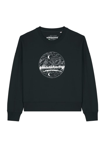 wat? Apparel Sweatshirt Mountains by night in Schwarz