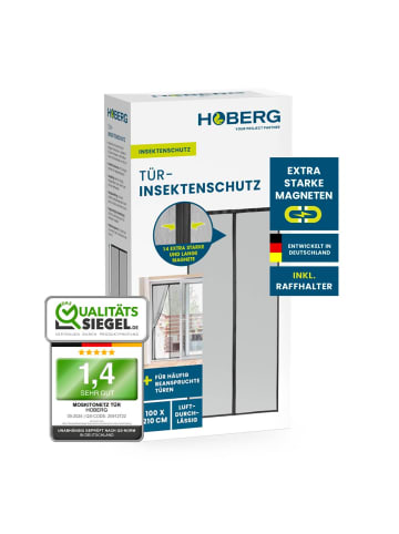 HOBERG Moskitonetz Tür 100x210cm schwarz mit Magnetvers. für Tür Schwarz