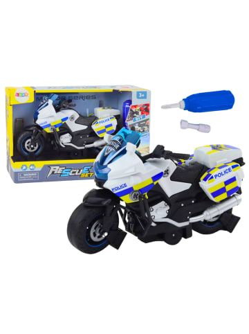 Wisam Polizei, die Motorrad-DIY-Lichter einschaltet, klingt weiß