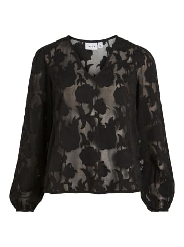 Vila Transparente Bluse Jacquard Langarm Shirt VISIRID in Schwarz