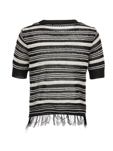 mahisha Damen Strickpullover in Schwarz Wollweiss