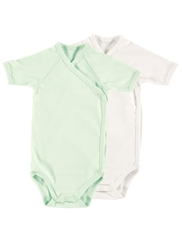 Alvi Wickelbody 2er Pack Kurzarm Organic Cotton - Mint + in gruen,weiss