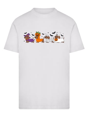 F4NT4STIC T-Shirt Halloween Cute Dackel in weiß