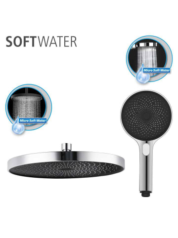 Wenko Brausestangenset mit Regendusche, mit Softwater-Funktion in Silbern, (L) 120 cm