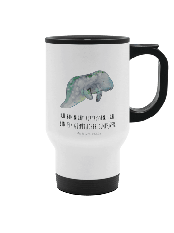 Mr. & Mrs. Panda Isolierbecher Seekuh Chillen mit Spruch in Weiß
