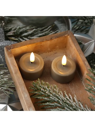 Deluxe Homeart 2x LED Teelichter Mia flackernd mit Batterien D: 4,1cm in sand