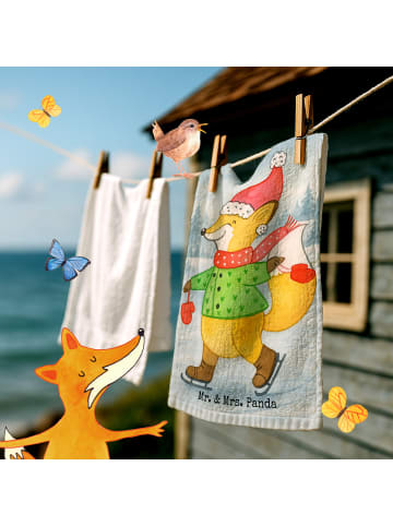 Mr. & Mrs. Panda Handtuch Fuchs  Schlittschuhe Design ohne Spruch in Weiß