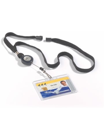 Durable Textilband mit Ausweishalter schwarz Packung mit 10 Stück