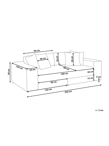 Beliani 3-Sitzer Sofa GLORVIKA in Beige - (W) 240 x (H) 58 x (L) 120 cm