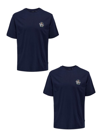 Only&Sons T-Shirt 2er-Set Kurzarm Rundhals Basic Baumwolle Shirt in Navy