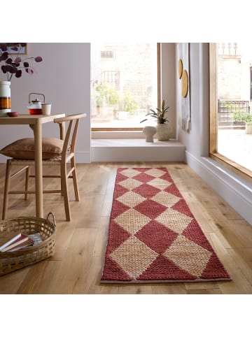 KADIMA DESIGN Teppich Jute Flachgewebe Rauten Muster, Wohnzimmer in Terrakotta
