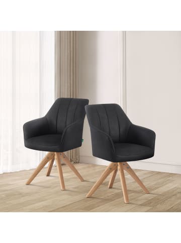 DUBI Möbel 2er-Set: Drehstuhl THOMAS-ELLY in Wildleder-Schwarz - (B)57 x (H)85 x  (T)62 cm