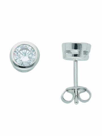 Adeliás 925 Silber Ohrringe / Ohrstecker mit Zirkonia Ø 6,5 mm in silber