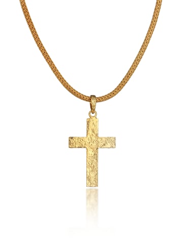 KUZZOI Halskette 925 Sterling Silber Kreuz in Gold