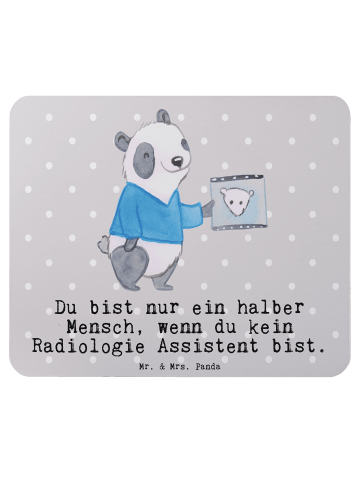 Mr. & Mrs. Panda Mauspad Radiologie Assistent Herz mit Spruch in Grau Pastell