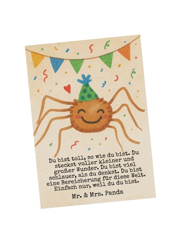 Mr. & Mrs. Panda Postkarte Spinne Agathe Party Design mit Spruch in Weiß