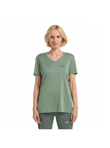 Jack Wolfskin V-Kragen T-Shirt für Damen in Oliv