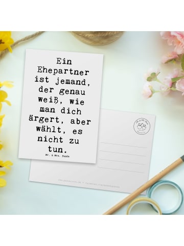 Mr. & Mrs. Panda Postkarte Spruch Ehepartner Liebe mit Spruch in Weiß
