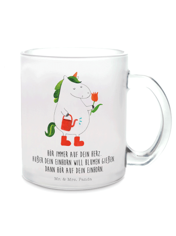 Mr. & Mrs. Panda Trinkglas Einhorn Gärtner mit Spruch in Transparent