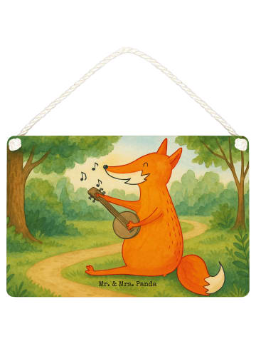 Mr. & Mrs. Panda Deko Schild Fuchs Gitarre Design ohne Spruch in Weiß