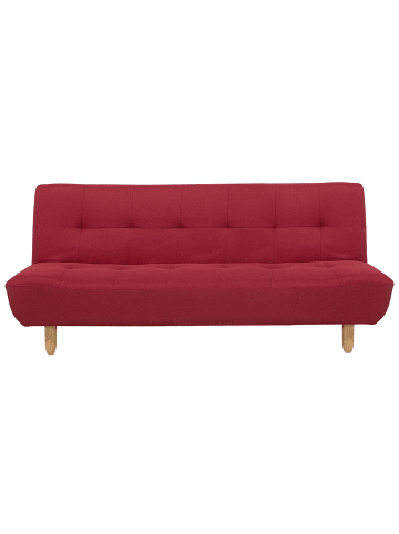 Beliani 3-Sitzer Sofa ALSTEN in Rot/Heller Holzfarbton - (W) 182 x (H) 41 x (L) 83 cm