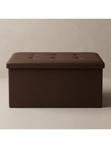 SCENA LIVING Rechteckiger Hocker mit Stauraum aus Kunstleder in Braun, 38 x 38 x 38 cm