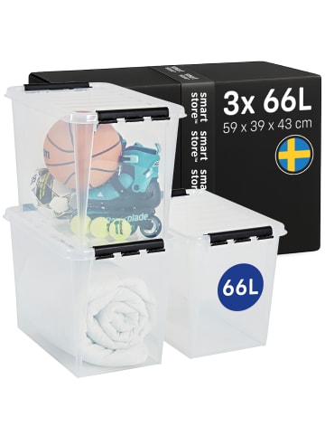 SmartStore 3er-Set Aufbewahrungsbox Classic Transparent 66L