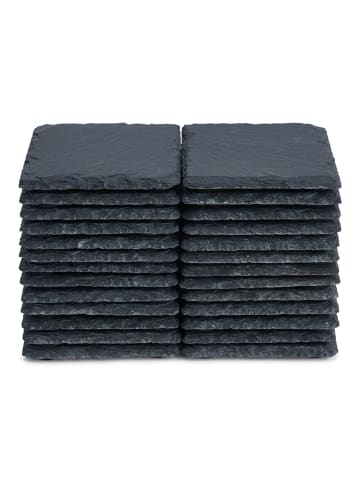 relaxdays 16 x Schiefer Untersetzer in Anthrazit - 10 x 10 cm