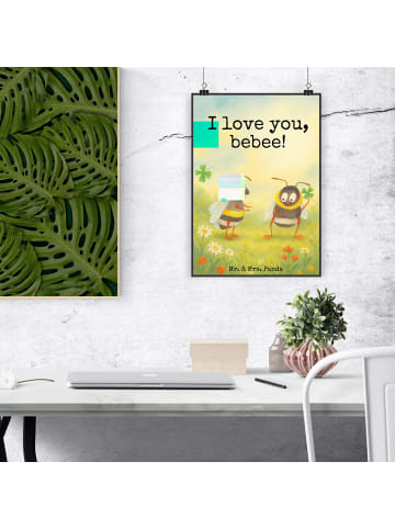 Mr. & Mrs. Panda Wandposter Bienen Paar Design mit Spruch in Weiß